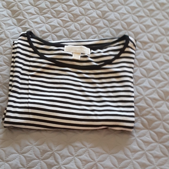 Michael Kors black and white striped asymmetric top - Picture 11 of 11